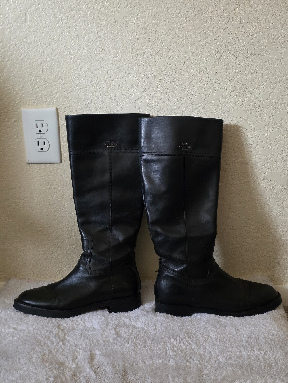 Coach Black Leather Riding Boots Size 8B